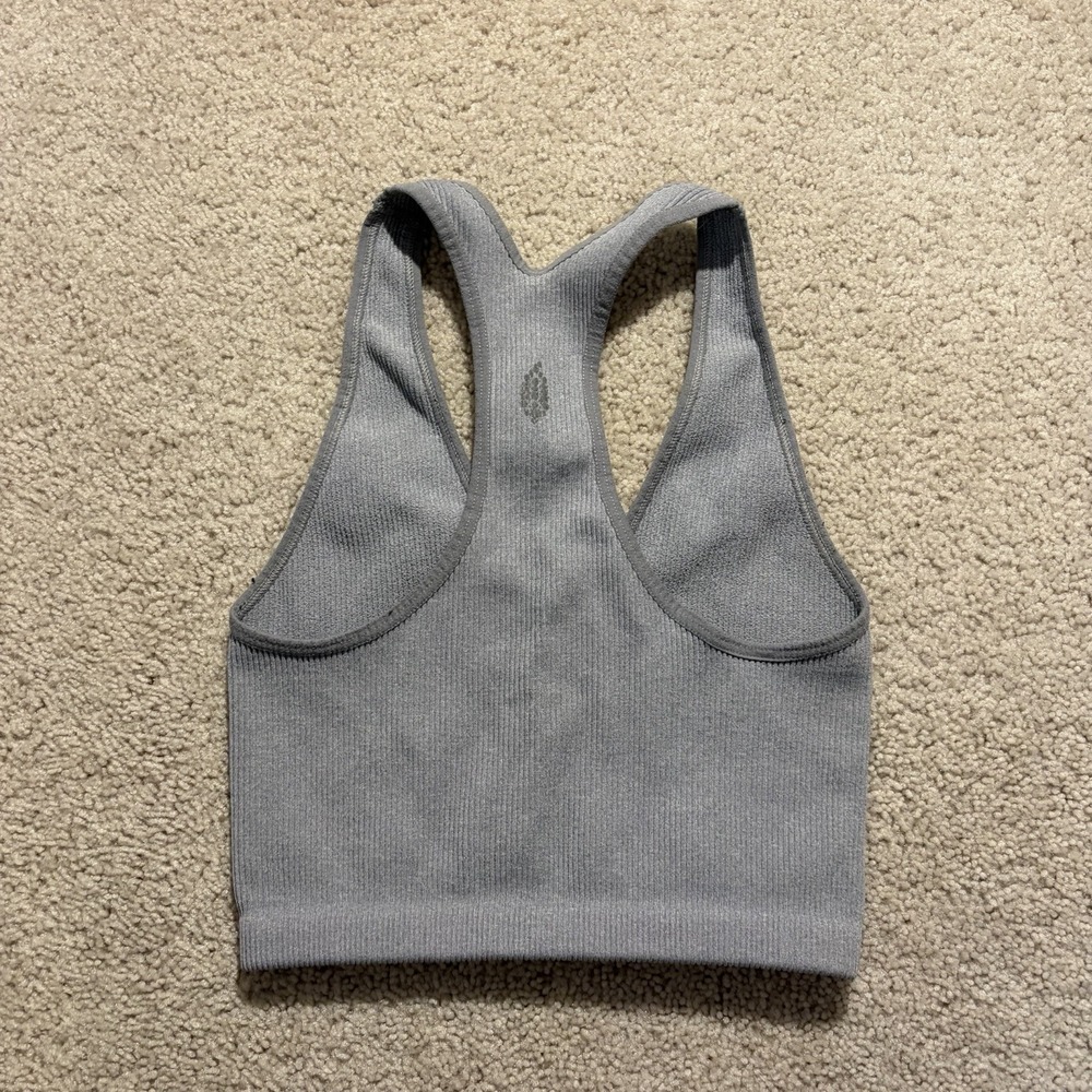 Free People Movement Free Throw Crop Bra Top Gray Blue Small Ribbed - Picture 4 of 7